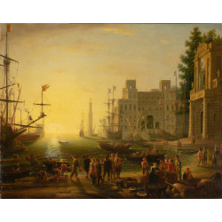 A port scene with the villa medici