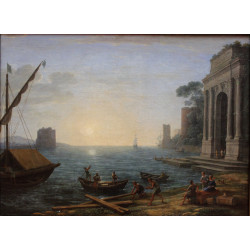 A seaport at sunrise