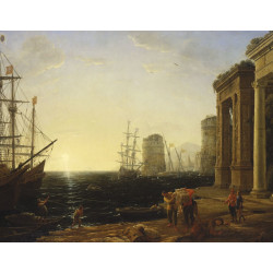 Harbour scene at sunset