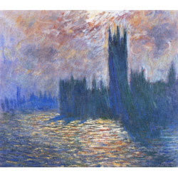 Houses of parliament reflection of the thames 1900 01