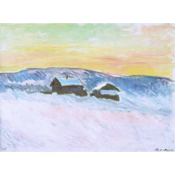 Landscape of norway the blue houses 1895