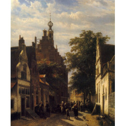 Figures in a street in delft 1853