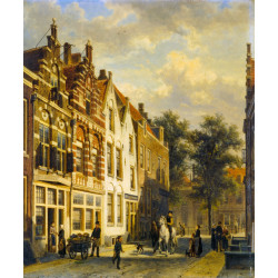 Figures in the sunlit streets of a dutch town 1889