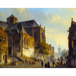 Figures on a market square in a dutch town 1843