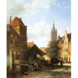 Springer cornelis figures in a street in delft