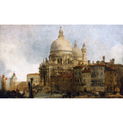 Of the church of santa maria della salute on the grand canal venice with the dogana beyond...