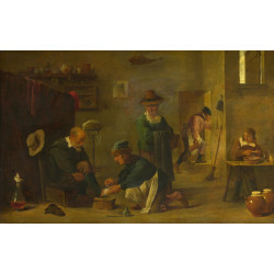 A doctor tending a patient s foot in his surgery copy