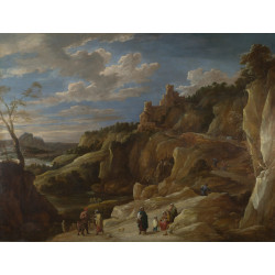 A gipsy fortune teller in a hilly landscape