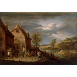 Landscape with peasants bowling