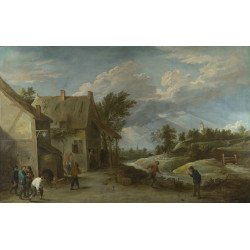 Peasants playing bowls outside a village inn