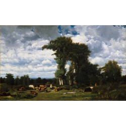 Landscape with cattle at limousin