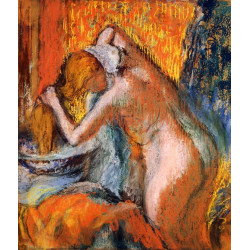 After the bath woman drying her hair After the bath woman drying her hair