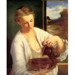 A woman pouring water study of suzanne leenhoff 1858
