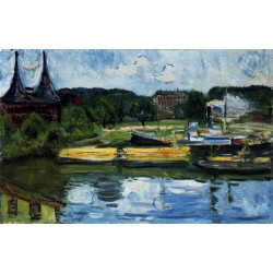 Lubeck harbour with the holstentor 1907