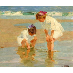 Girls playing in surf