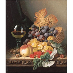 A basket of grapes raspberries A basket of grapes raspberries