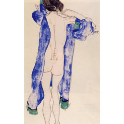 Standing female nude in a blue robe 1913 Standing female nude in a blue robe 1913