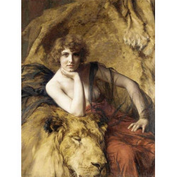 Mile friant woman with a lion 1919