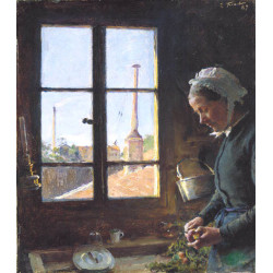 Portrait de sa mere epluchant un navet devant une fenetre 1887