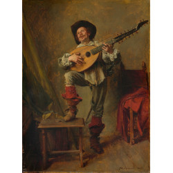 Soldier playing the theorbo
