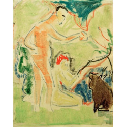 Badende mit hund in moritzburg