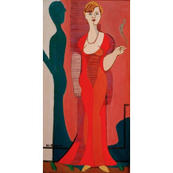 Blonde frau in rotem kleid bildnis elisabeth hembu