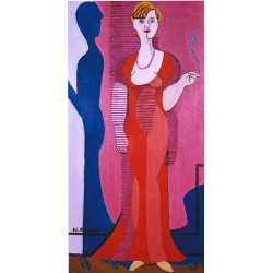 Blonde frau in rotem kleid bildnis elisabeth hembus