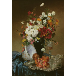 Still life with flowers and pomegranates