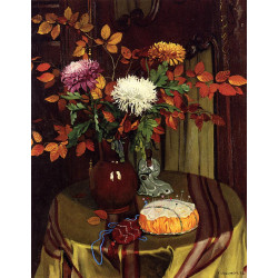 Chrysanthemums and autumn foliage 1922