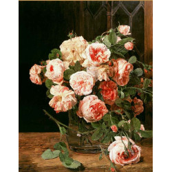 Bouquet of roses at the window