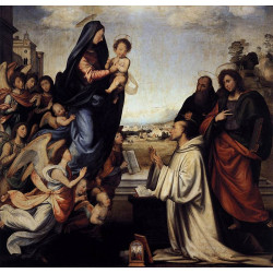 Vision of st bernard with sts benedict and john the evangelist