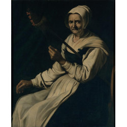Old woman spinning