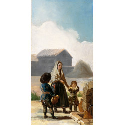 A woman and two children by a fountain 1786