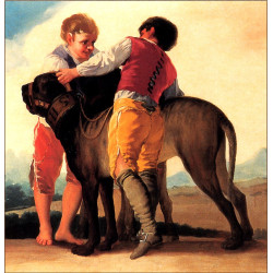 Boys with mastiff