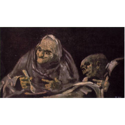 Two old women eating from a bowl