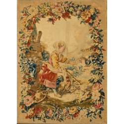 Girl feeding chickens from the series known as the enfants de boucher