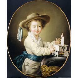 Boy with a house of cards