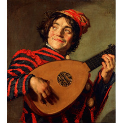 Portrait of a jester with a lute