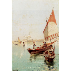 Sailboat in a venetian lagoon