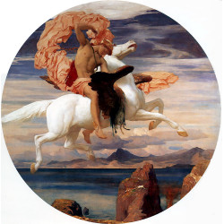 Perseus on pegasus hastening to the rescue of andromeda