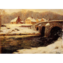 A stone bridge over a stream in winter A stone bridge over a stream in winter