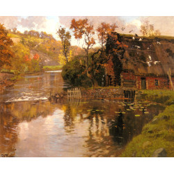 Cottage by a stream