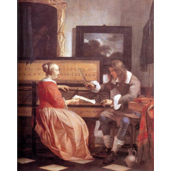 A man and a woman seated by a virginal 1660
