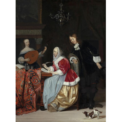 A young woman composing a piece of music