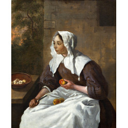 Girl peeling apples