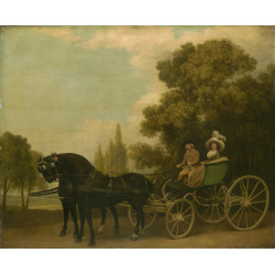 A gentleman driving a lady in a phaeton