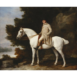A gentleman on a grey horse in a rocky wooded landscape 1781