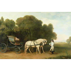 A phaeton with a pair of cream ponies in the charge of a stable lad c1780 5