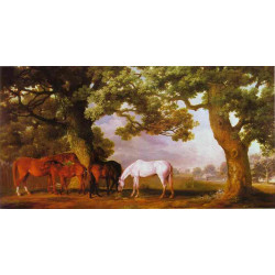 Mares and foals in a wooded landscape 1762