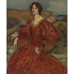Sybil waller in a red and gold dress 1905